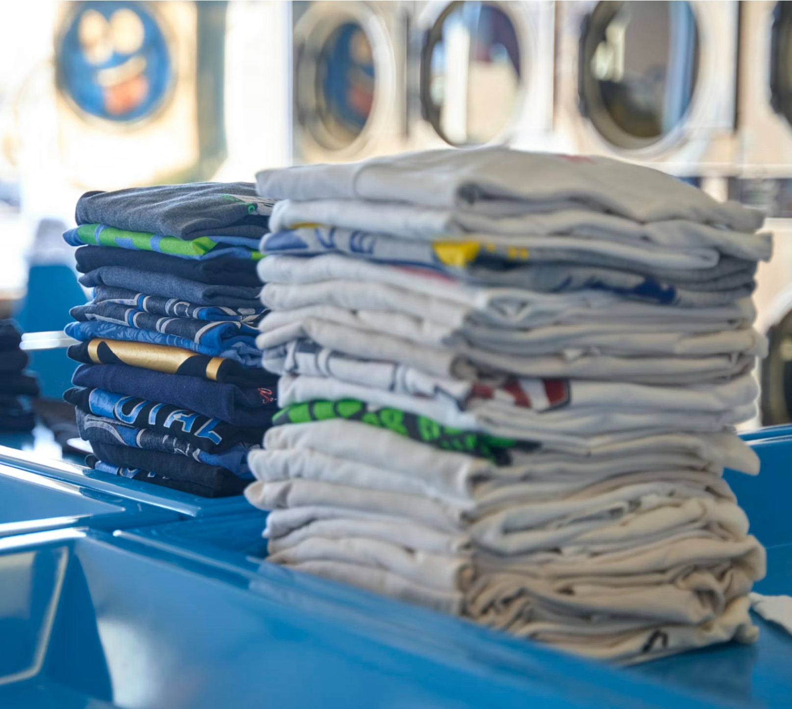 folded and washed laundry basket